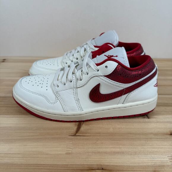 Air Jordan 1 Low SE "Ruby" Shoes Sail Varsity Red Team Red HJ9338-106 Women's 7 - Picture 4 of 11